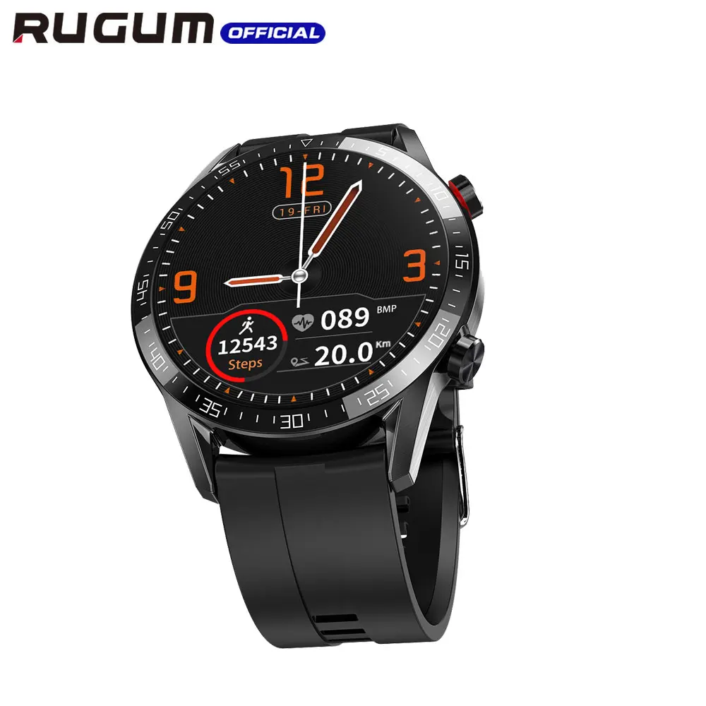 Мужские смарт часы с Bluetooth ЭКГ + ППГ IP68 пульсометр фитнес трекер Смарт RUGUM