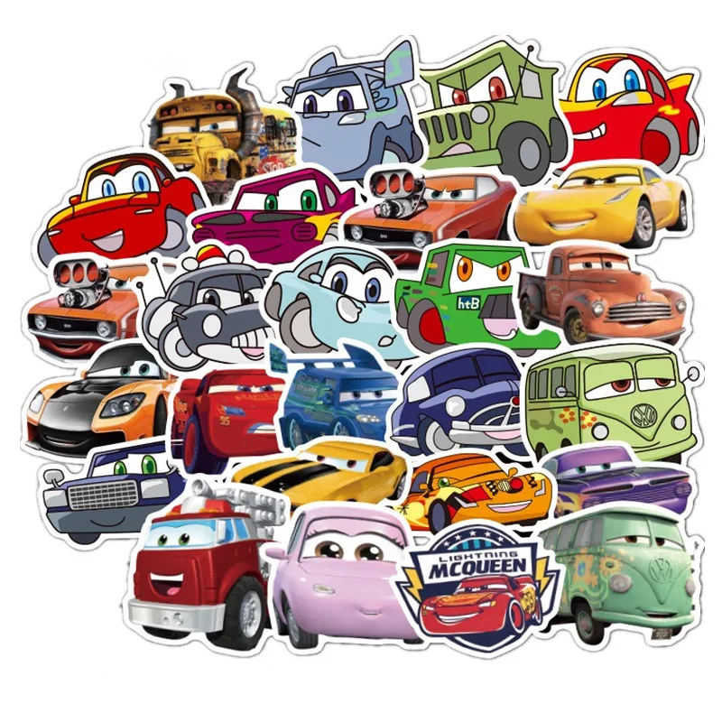 

50 Pcs Disney Pixar Cars 2 3 Lightning McQueen Cartoon Stickers For Skateboard Motorcycle Luggage Laptop Guitar Notebook Toy
