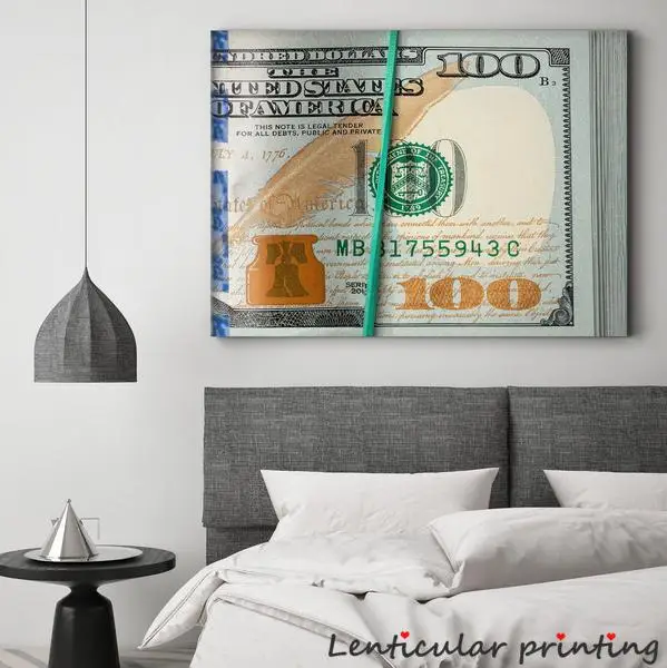 

HD Abstract Money Poster Nordic Oil Painting Canvas Money Printed Picture Motivation Poster Three Dimensional Home Decor