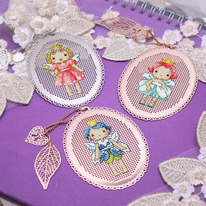 Ручная работа сказочное ремесло вышивка крестиком металлическая Закладка