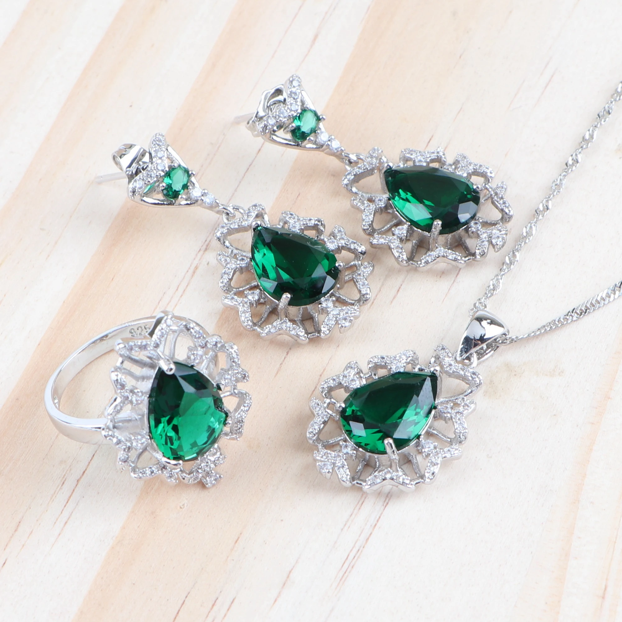 ЦИРКОНИЕВЫЕ 925 серебряные Свадебные Ювелирные наборы для женщин Свадебный