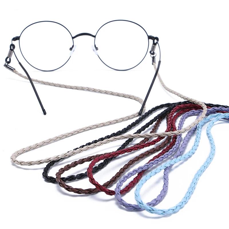 

Fashion Solid Leather Woven Sunglasses Rope Chain Eyewear Braid Glasses Lanyard Strap Non-slip Adjustable Eyeglass Neck Strap