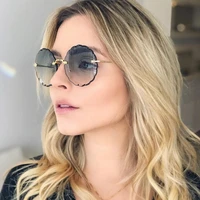 luxury round sunglasses women 2020 vintage brand designer rimless shades sun glasses for female fashion rosie eyewear
