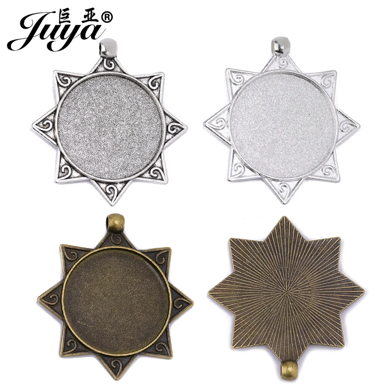 

30PCS 30mm Cabochon Bases 8 Sideds Geometry Shape Pendant Setting Alloy Tray For Necklaces Keychains Handmade DIY Jewelry Making