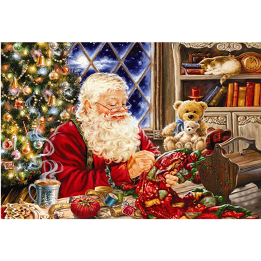 

5D Diamond Painting Santa Snowman Hut Round Diamond Embroidery Mosaic Home Decoration Pattern DIY Handmade New Year Gift