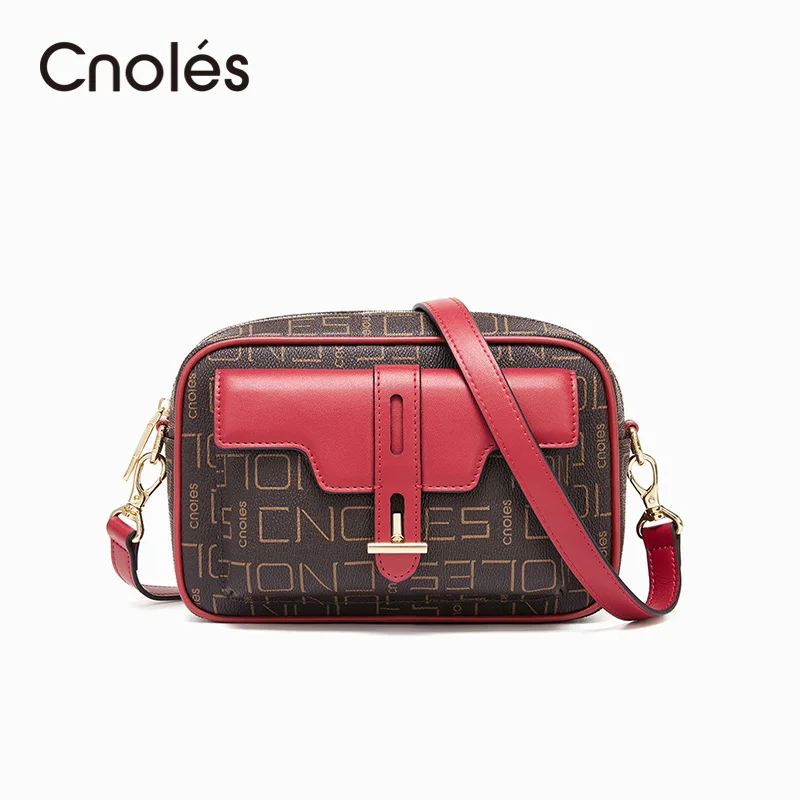 

Cnoles Women Casual Purse Shoulder Crossbody Bags For Women 2021 Fashion Wine Red Shoulder Strap Messenger Bag Flap