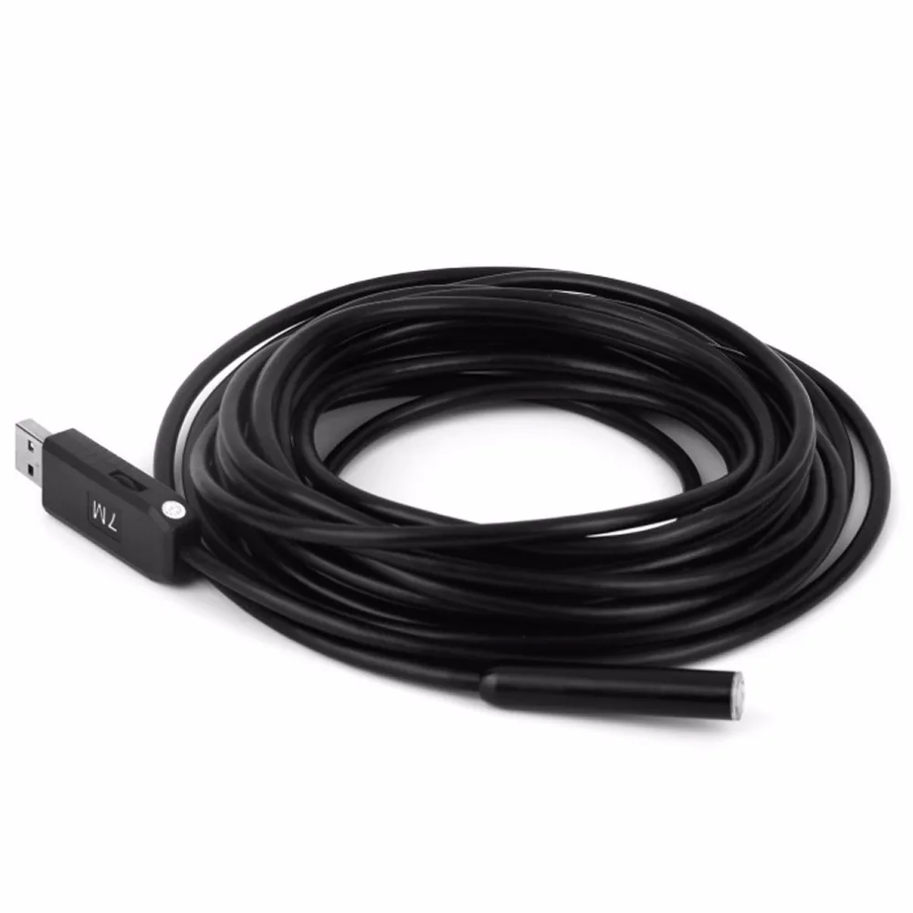 USB эндоскоп объектив 10 мм мини камера 7 м длина Cmos водонепроницаемый IP67 ПК бороскоп инспекционная змея видео камера ночное видение Windows
