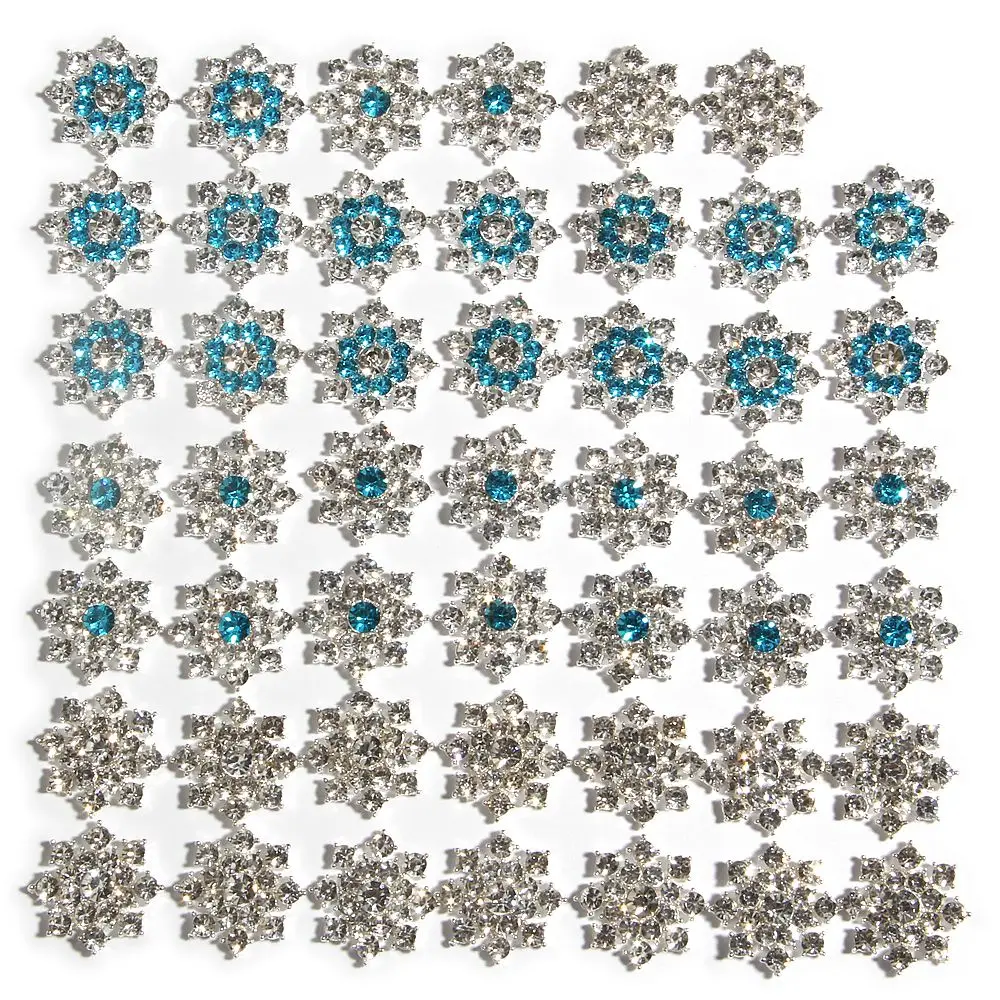 

50PCS 2.3cm 0.88" Crystal Rhinestone Snowflake Buttons Bulk for Sewing Craft Embellishments Shank Back Flower Hair Accessories