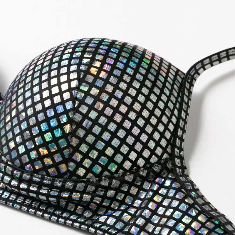 

Shiny bikini push up Sexy halter swimsuit women High cut thong swimwear 2020 female Brazilian bodysuit bathers biquini new Mujer