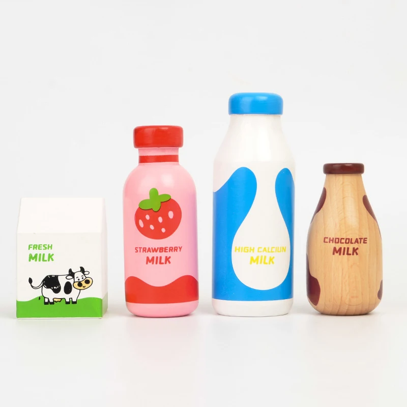 

Kids Montessori educational Toys Wooden Milk Set pretend play toy Kitchen Food Toys Children Wooden Toys for Preschool Girl Boy