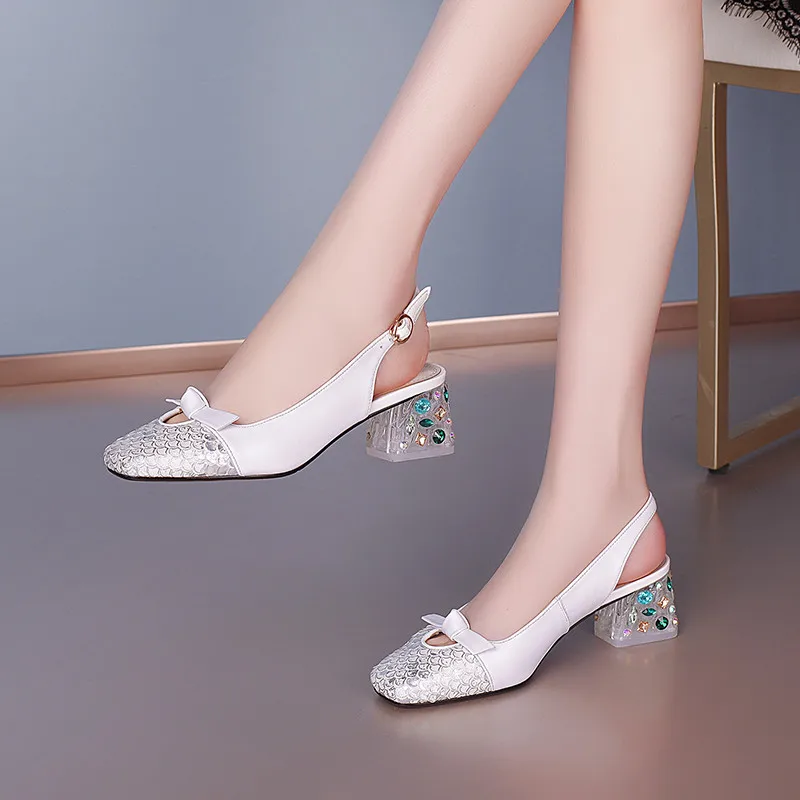 

MORAZORA 2021 Big Size 34-43 Women Sandals Genuine Leather High Heels Shoes Summer Shallow Mixed Colors Ladies Party Shoes