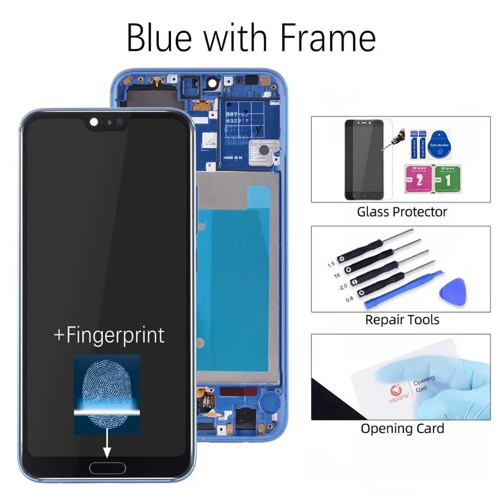 Blue with Frame Дисплей для HUAWEI Honor 10 LCD в сборе с тачскрином на рамке Col-L29 черный синий - Цвет: Blue with Frame