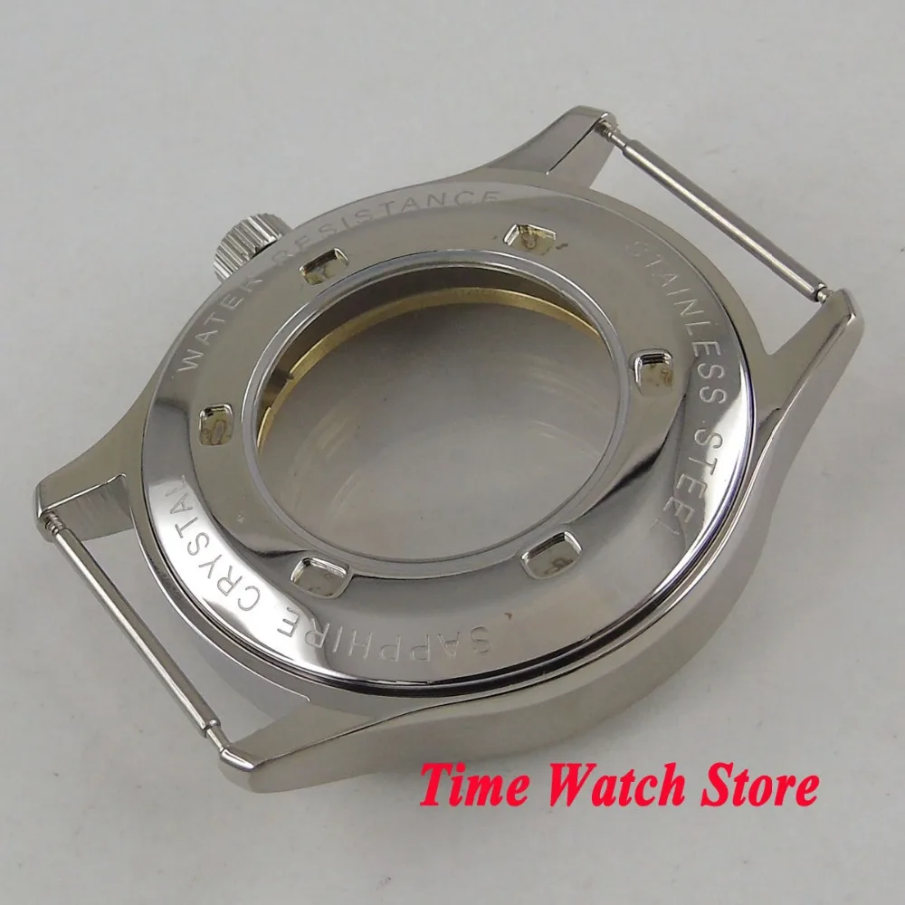 42 мм чехол для часов из полированной нержавеющей стали 316L сапфировое стекло
