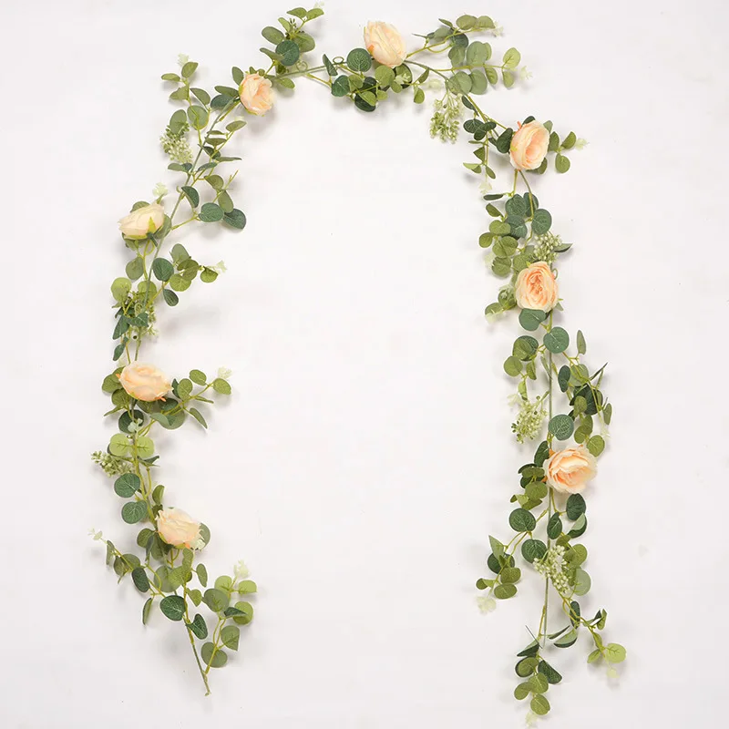 

Искусственный эвкалипт, листья ротанга, пион, виноград, свадебный венок, украшение для дома, балкона, сада, настенное украшение для растений