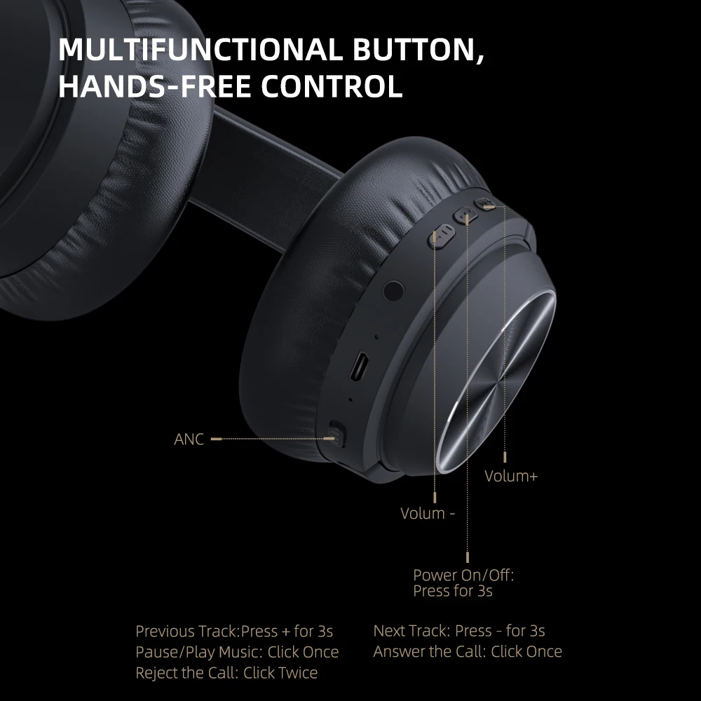 Беспроводные наушники ANC AUSDOM активное шумоподавление Bluetooth 5 0 Hifi стерео гарнитура