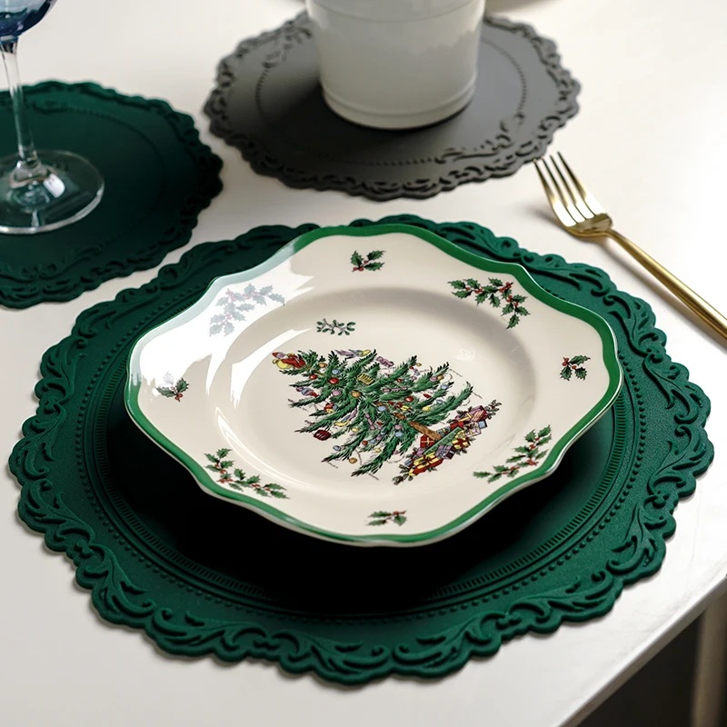 

Silicone Flower Placemat Tableware Oil Resistant Heat Insulation Non-Slip Tablemat Coaster Kitchen Washable Cup Pad 23/35CM