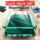 360 металлический магнитный чехол для телефона Samsung S20 Note 20 Ultra S10 S9 S8 Plus Note 10 9 8, защитный чехол, двухсторонние стеклянные чехлы