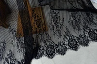 striped chantilly florals lace fabric with both scalloped borders in blackoff white for wedding veil table runner shawl brid