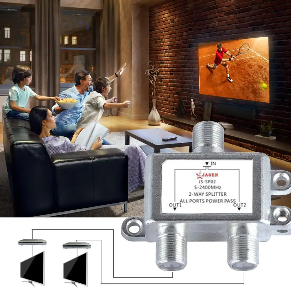 2021 2-Way HD Digital Coax Cable Splitter Bi-Directional 1MoCA 5-2500MHz Connector Satellite TV Receiver Designed for SATV/CATV