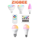 Умная Светодиодная лампа Zigbee 3,0, 4 Вт, 6 Вт, 12 Вт, RGB + CCT, Pro, MR16, GU10, E14, E27, светодиодсветильник па, совместимая с приложениями Echo, Alexa, голосовым и радиочастотным пультом дистанционного управления