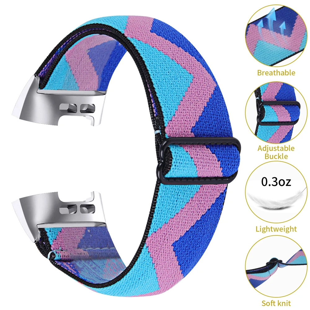 Нейлоновый ремешок на запястье для Fitbit Charge 3 4 5 2 эластичный мягкий цветной