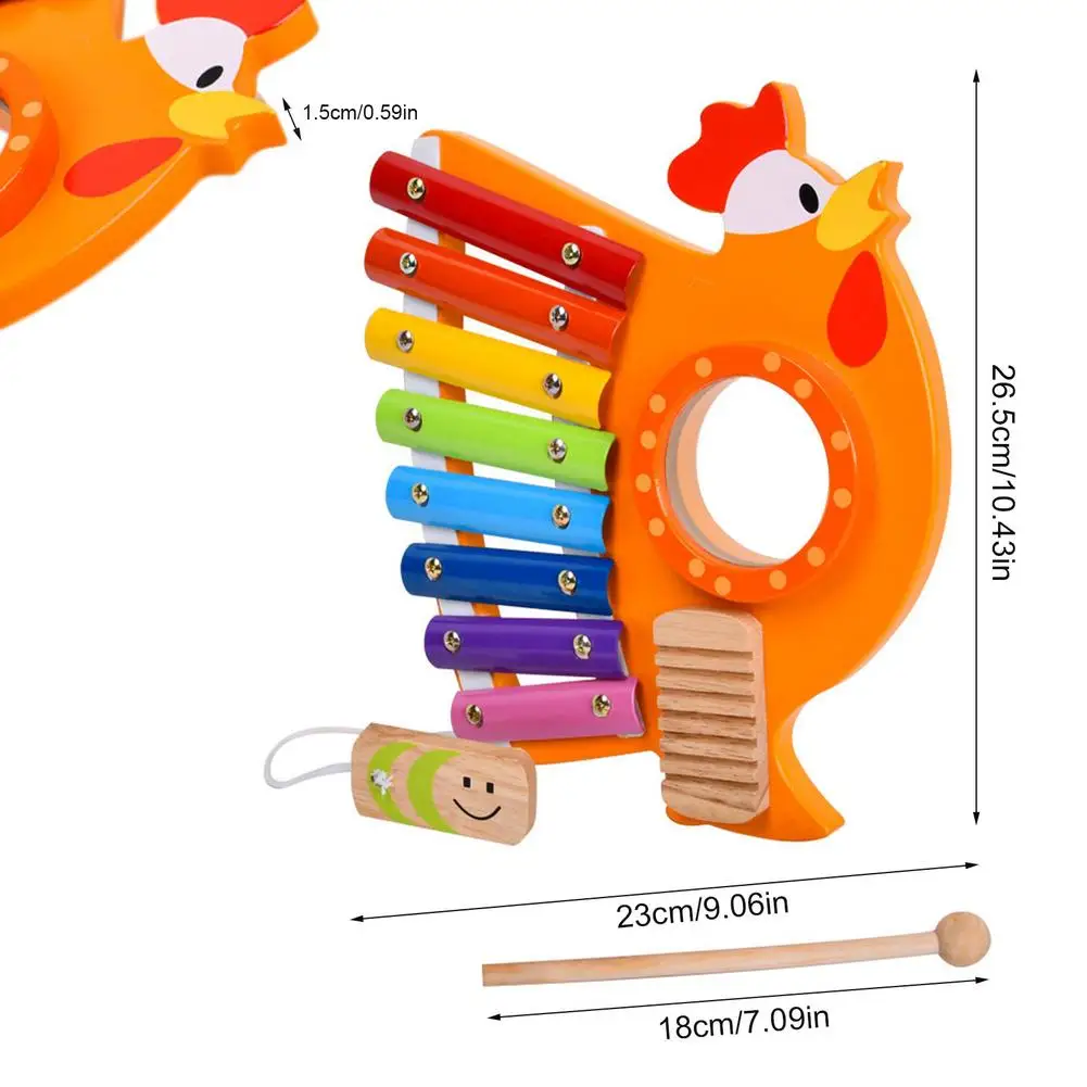 

Colorful Rooster Shape Xylophone Montessori Educational Toy Wooden Eight-Notes Xylophone Children Kids Baby Musical Funny Toys