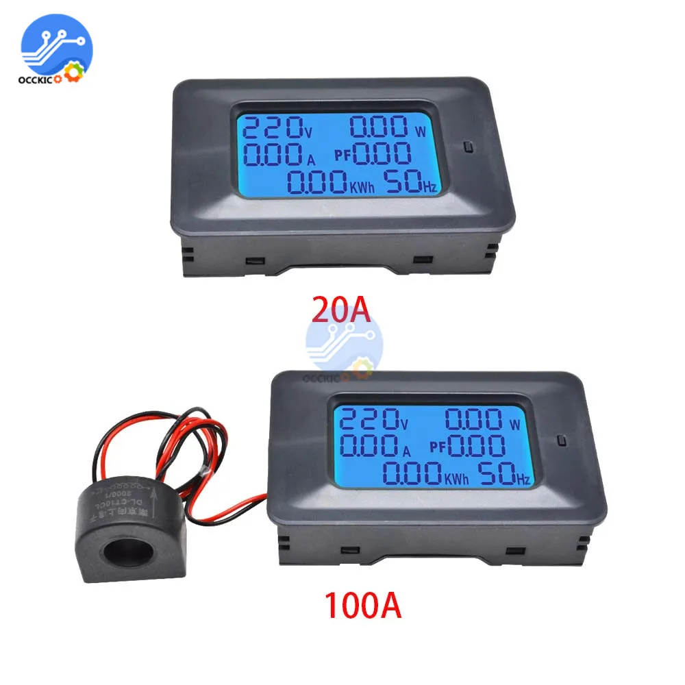 AC 110-250V 20A/100A Voltmeter Energy Power Tester 6in1 LCD Digital Display Voltage Current Indicator for Battery Accesory | Электроника