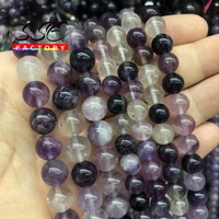 natural purple fluorite stone beads round loose spacer beads for jewelry making diy bracelet accessories 4681012mm 15strand