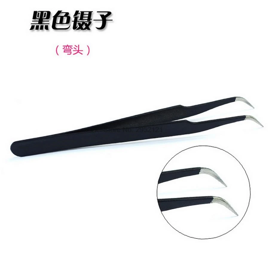 Dhl ИЛИ ems 200 шт. черные изогнутые прямые пинцеты для ресниц щипцы со стразами и