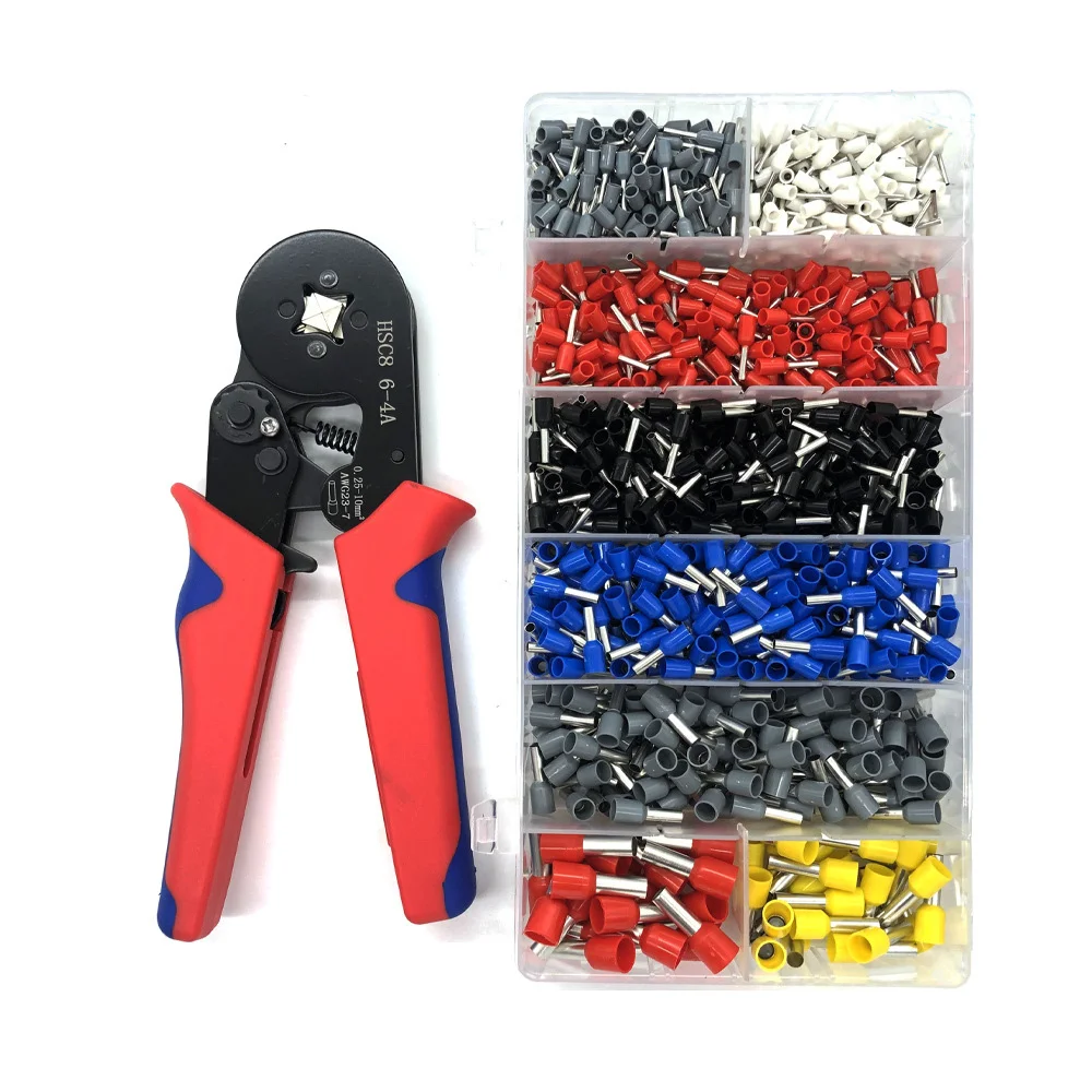 

Crimper Plier Set 0.25-10mm2 Self-adjustable Ratchat Wire Crimping Tool with 1200 Wire Terminal Crimp Connector Insulated