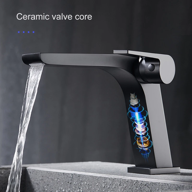 Хромированный смеситель Водопад для ванной комнаты кран раковины с начесом