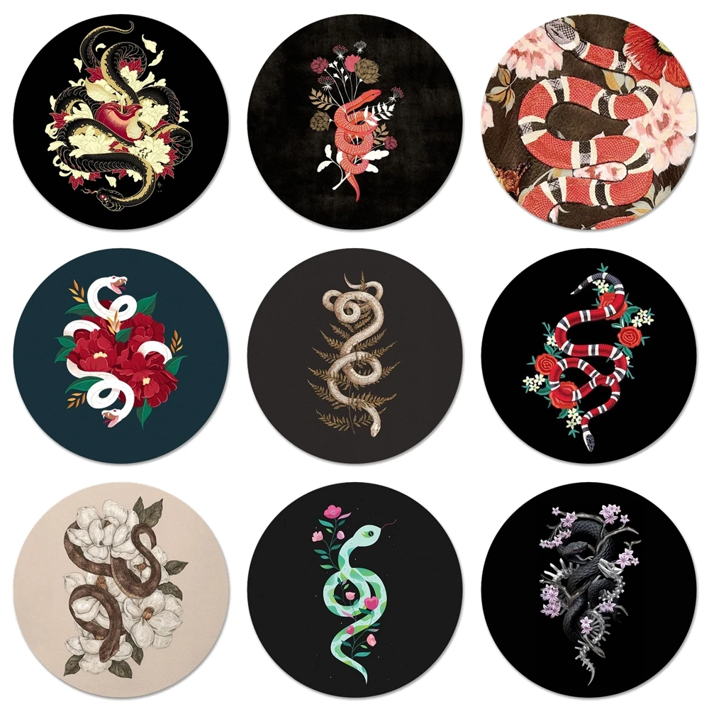 Ручная змея цветок значки металлические для фотографий|Значки| |