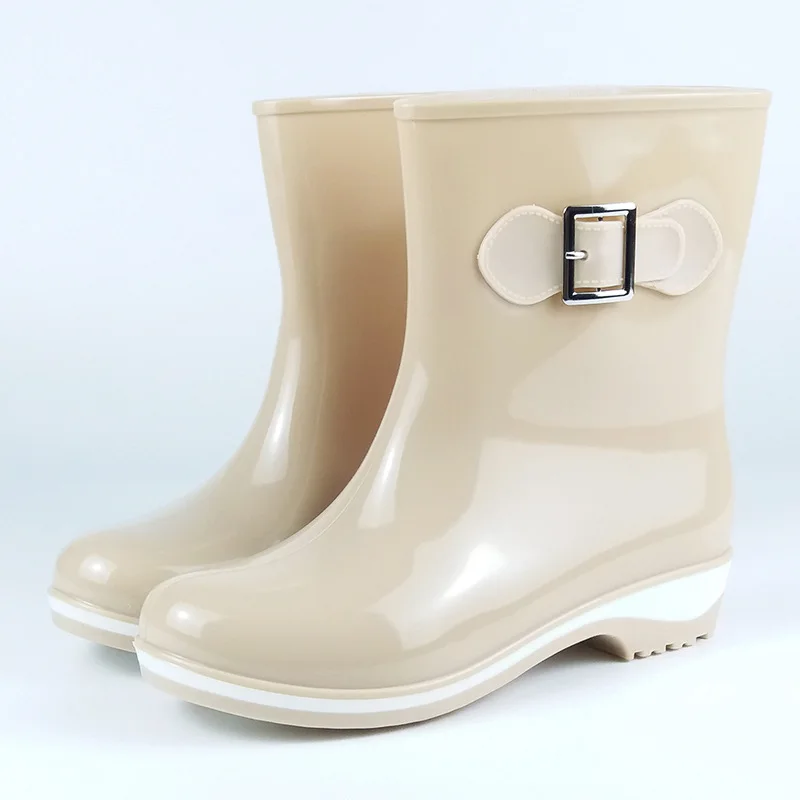 Зимние летние резиновые сапоги для женщин Нескользящие теплые ботинки на