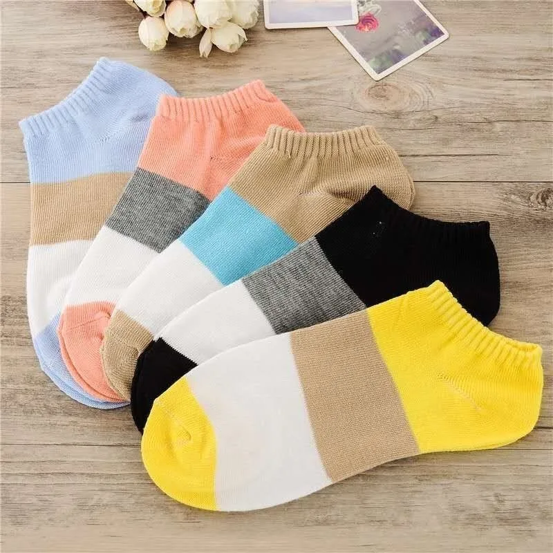 5 пар/лот карамельные женские весенние носки до щиколотки европейские Забавные