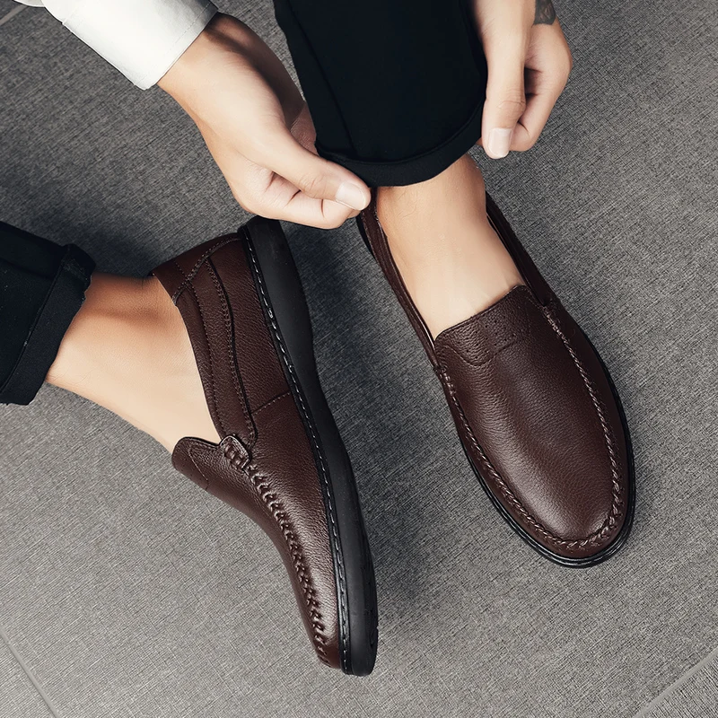 

genuine Leather Men Loafers Moccasins Men Driving Shoes Italian Loafers Shoes slip on Handmade Casual Boat Shoes Soft Male Flats