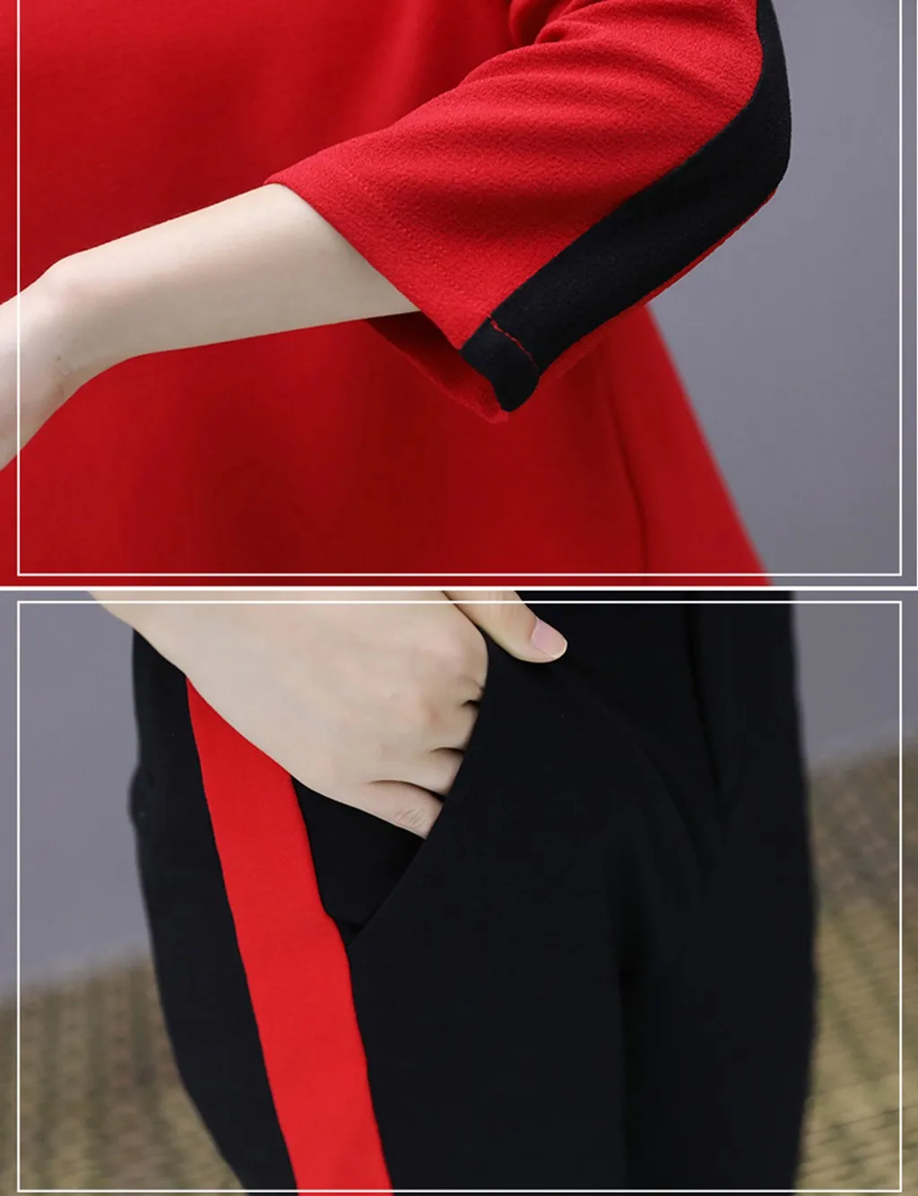 Женский винтажный спортивный костюм tute donna красный и черный повседневный из 2