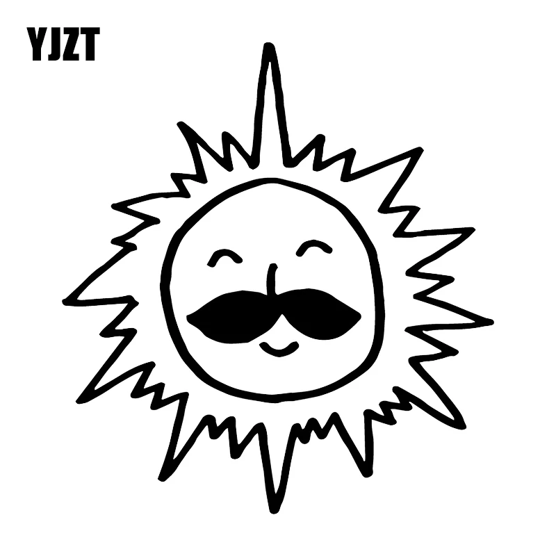 

YJZT 15X16.4CM Sun Face With Mustache Window Car Sticker Cartoon Vinyl Decals C25-1008