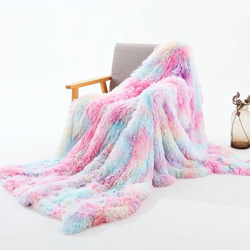 

Colorful Plush Tie Dye Bed Cover Blanket Sherpa Fleece Pink Soft Blankets for Bed Sofa Throws Home Decor Manta