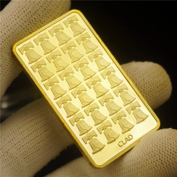 American Liberty Bell Gold Medal Commemorative Coin One Troy Ounce 999/1000 Fine Replica Square Bar | Дом и сад