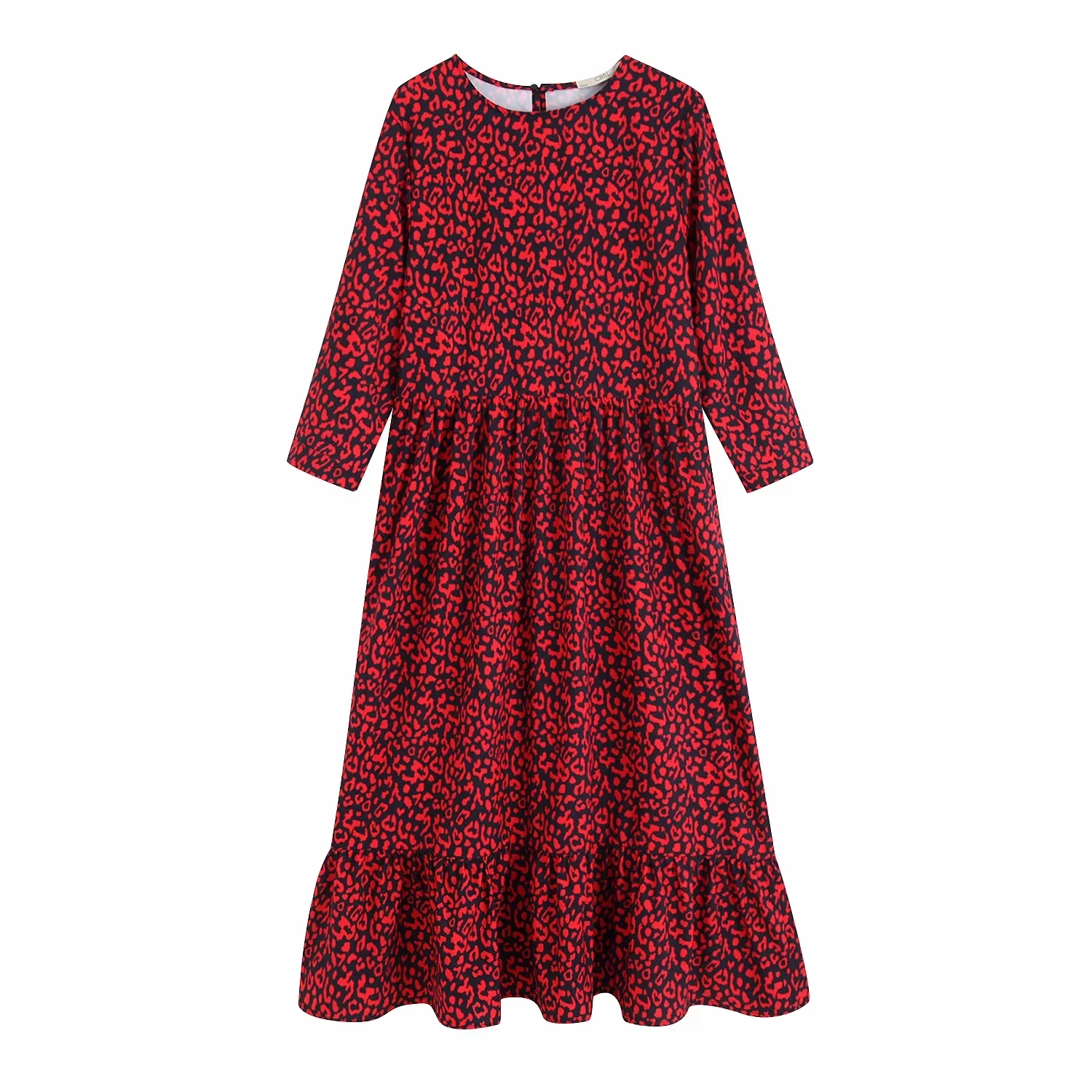 Женское винтажное платье с леопардовым принтом boho красное плиссированное