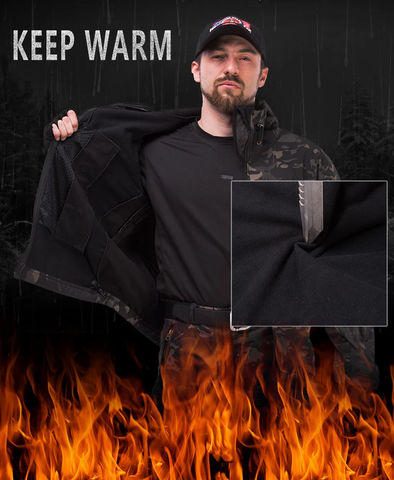 Куртка мужская уличная тактическая из мягкой кожи акулы водонепроницаемая