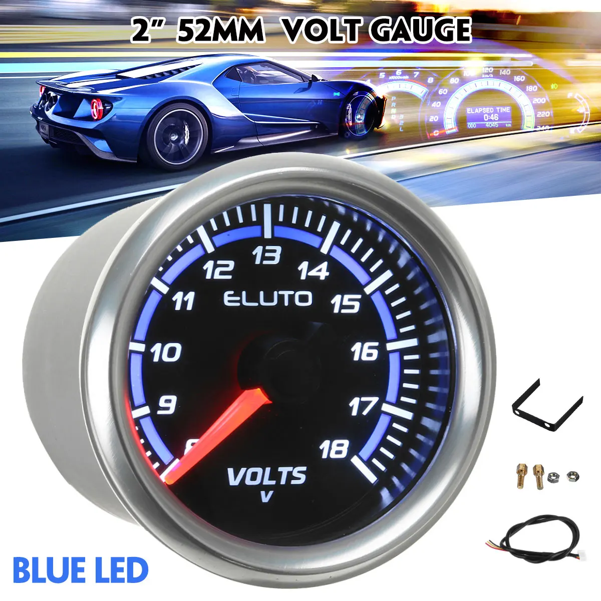 

Универсальный автомобильный вольтметр 8-18 в измеритель напряжения синий светодиодный дисплей 12 В 2 дюйма 52 мм измеритель напряжения указате...