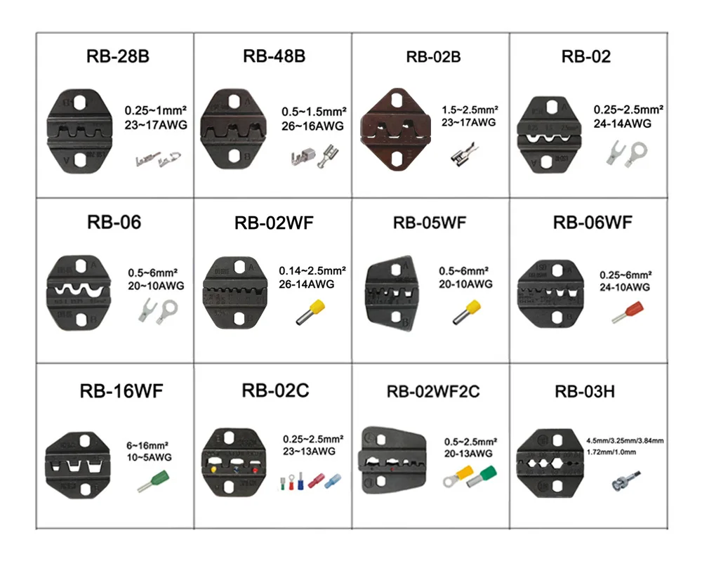 Мини-обжимные плоскогубцы LUBAN наборы пресс-форм для серии RB RB28B RB48B RB02B RB03H RB02C 12