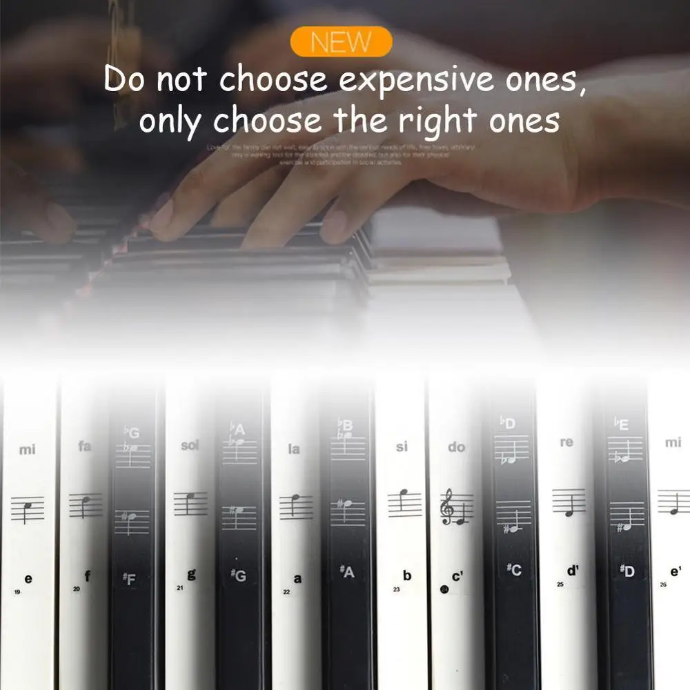 54/61/88 ключ наклейки для пианино прозрачная в форме рояля стикер клавиатуры фон с