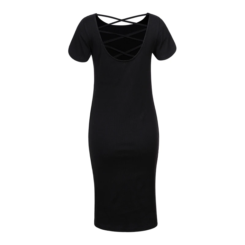 Женское трикотажное платье с коротким рукавом однотонное облегающее открытой
