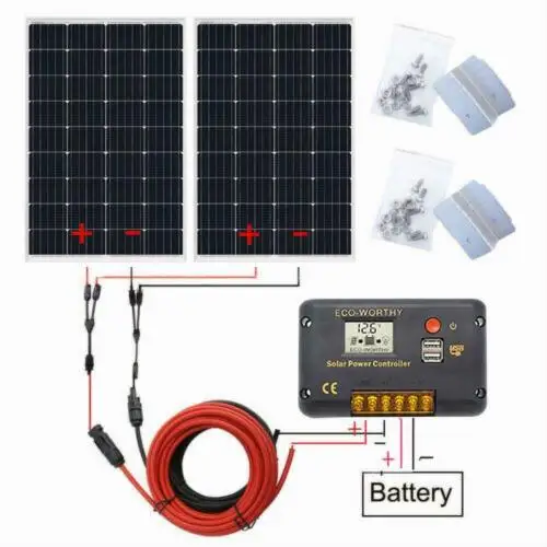 240W Solar Panel kit ECOWORTHY 120W 240 Watts Solar Panel 18V Volt Mono Off Grid Battery Charge Solar Energy System KIT for 12V RV Boat Car System - Цвет: 240W Solar Panel kit