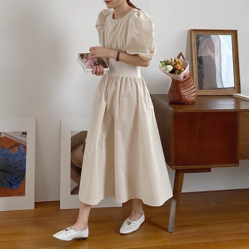 Женское платье средней длины в стиле ретро Alien Kitty однотонное летнее с эластичным