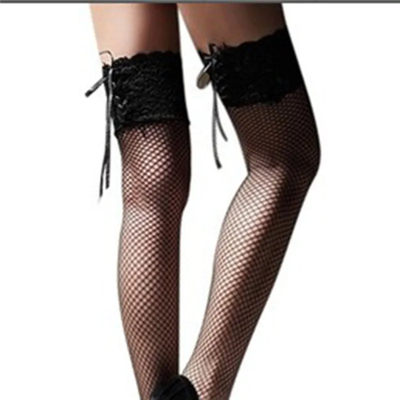 

Women's Sexy Hollow Out Perspective Lace Decoration Mesh Stockings Summer Jacquard Strap Thigh Stocking