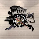 США Город Виниловая пластинка часы North To The Future Juneau современный последний рубеж Аляска Декор Винтаж подарок Аляска декоративная собачка