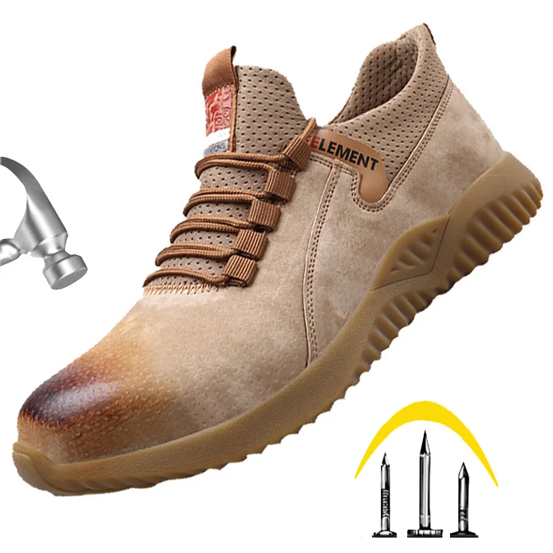 Мужские защитные ботинки со стальным носком Нескользящие рабочие износостойкие